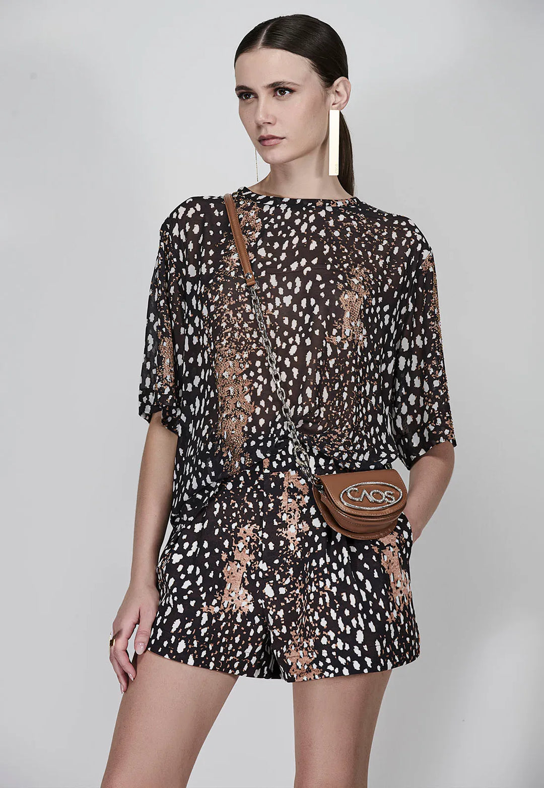 Bolsa Couro Strass