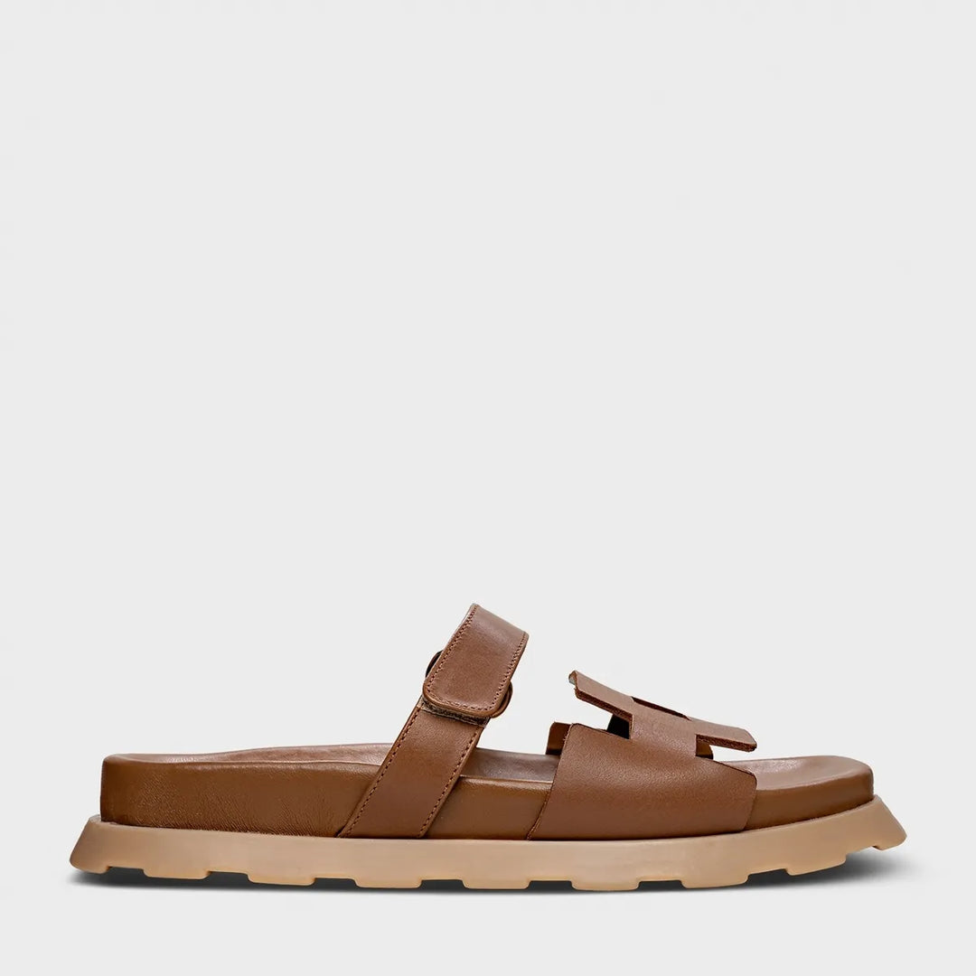 Flat Leather Square Sandal