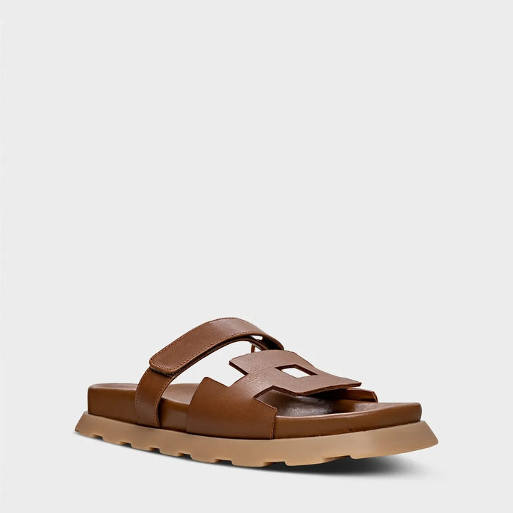Flat Leather Square Sandal