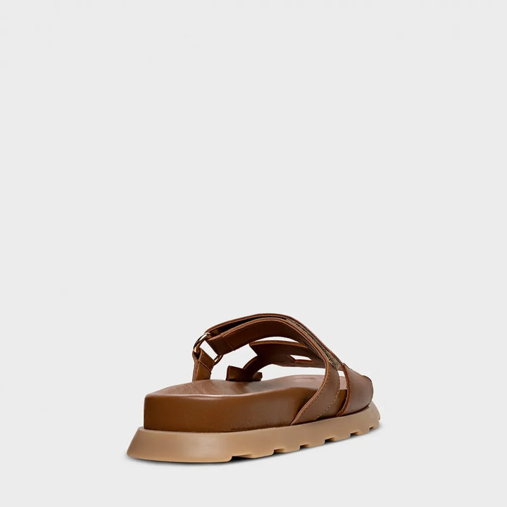 Flat Leather Square Sandal