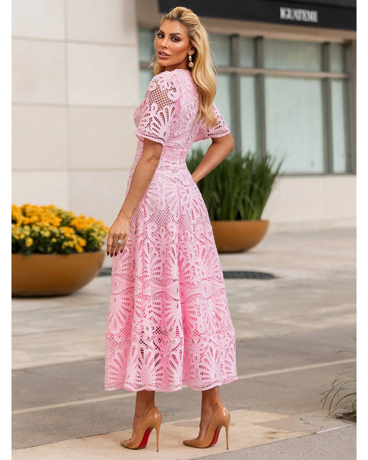 Vestido Midi Renda Guipir