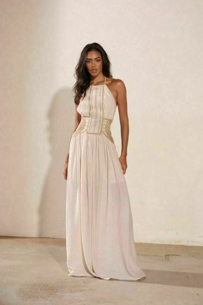 Long Fluid Embroidered Dress
