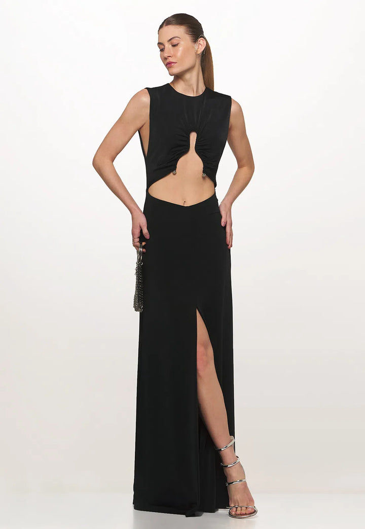 Long Metal Dress with Chaos Neckline