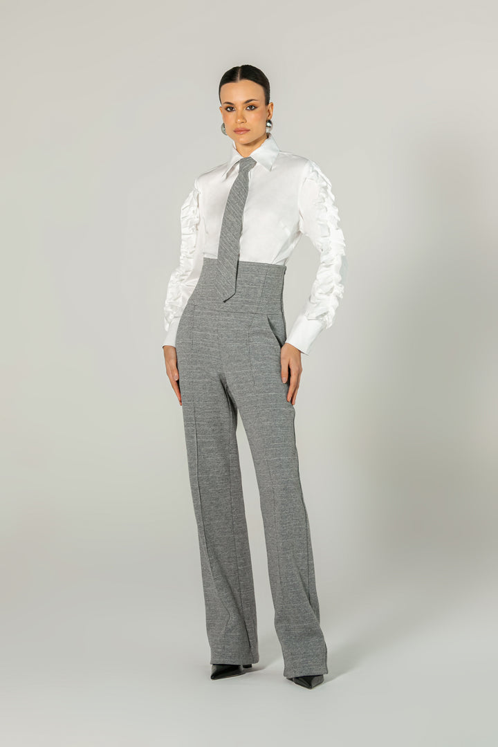 High-waisted wide-leg pants