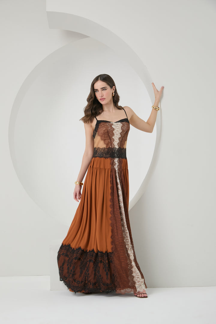 Long Lace Patchwork Dress