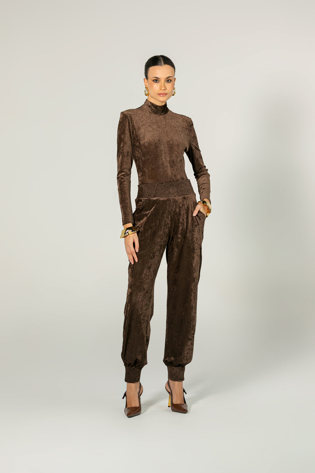 Conjunto Body+Calça Tule Veludo