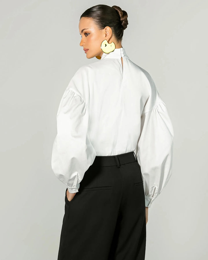 Puff Sleeve Tricoline Shirt