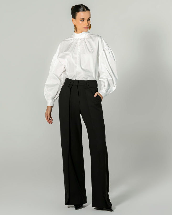 Puff Sleeve Tricoline Shirt