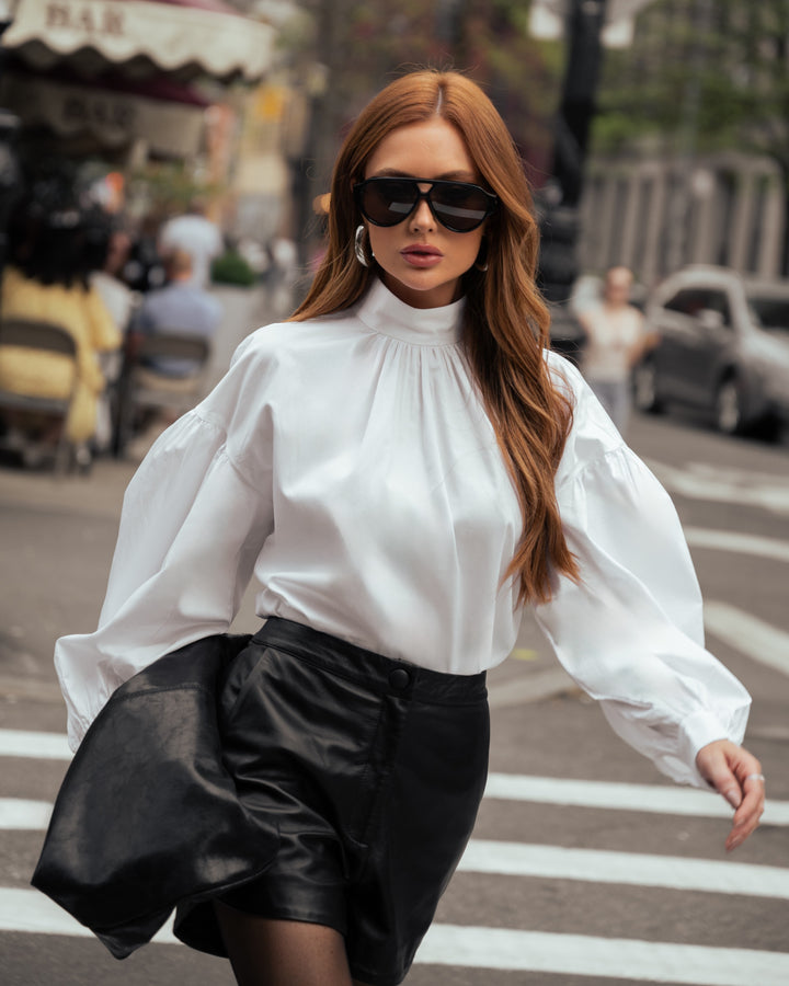 Puff Sleeve Tricoline Shirt
