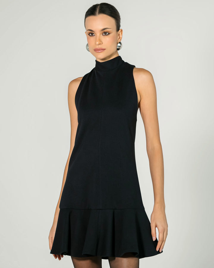 Short Dress with Godet Cutout