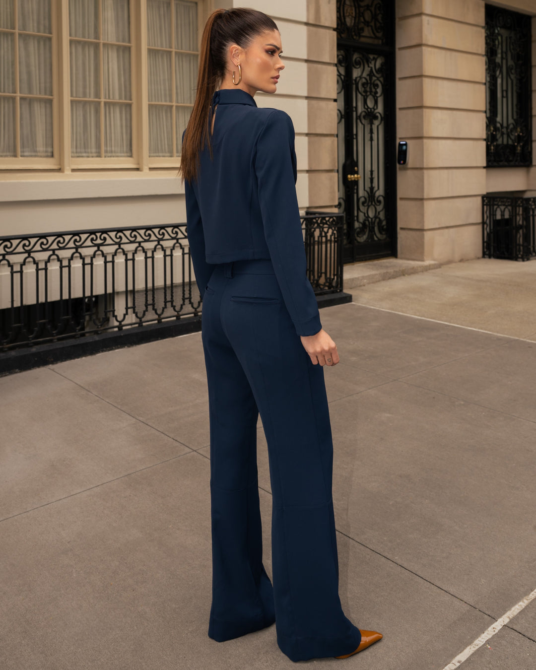 Tailored Set Straight Trousers + Drop Neck Shirt