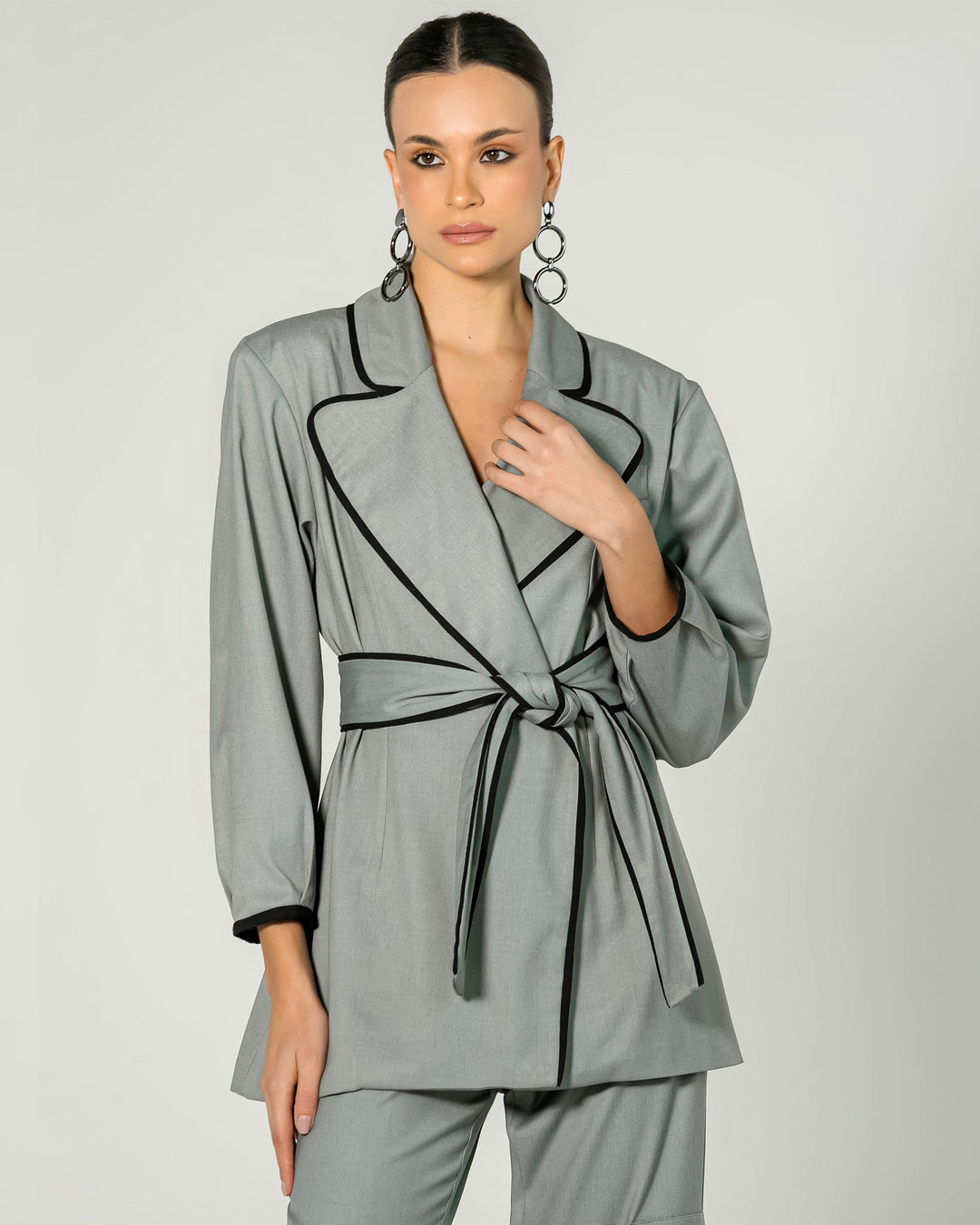 Tie-up Blazer + Cargo Pants Set