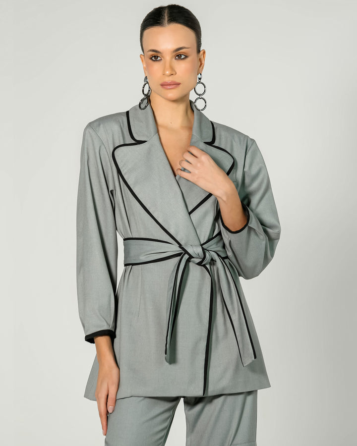 Tie-up Blazer + Cargo Pants Set