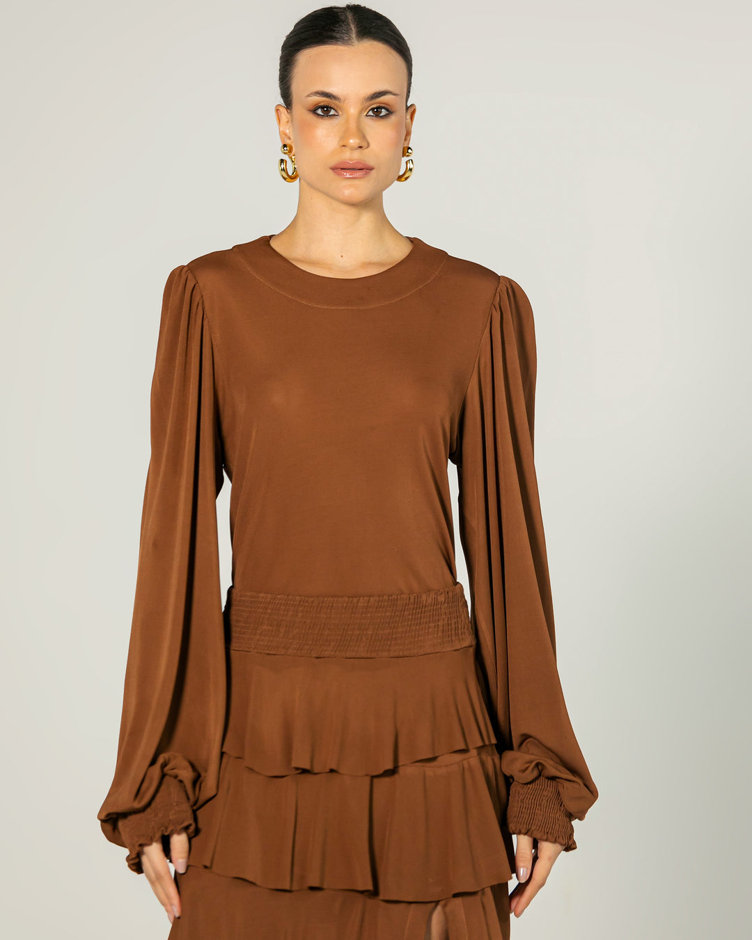 Ruffled Blouse+Skirt Set
