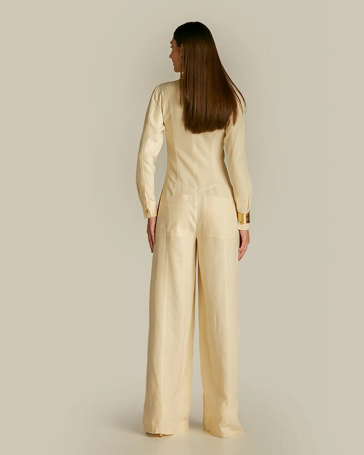 Anne Fernandes Long Jumpsuit with Collar