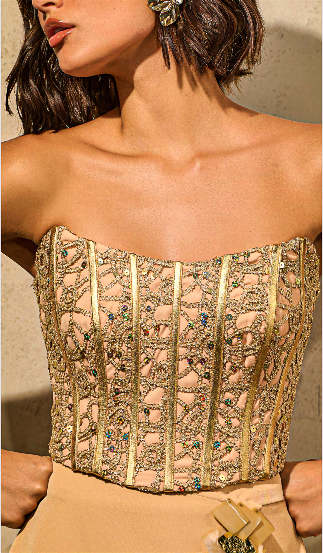 Hand Embroidered Corset with Regina Salomão Stones