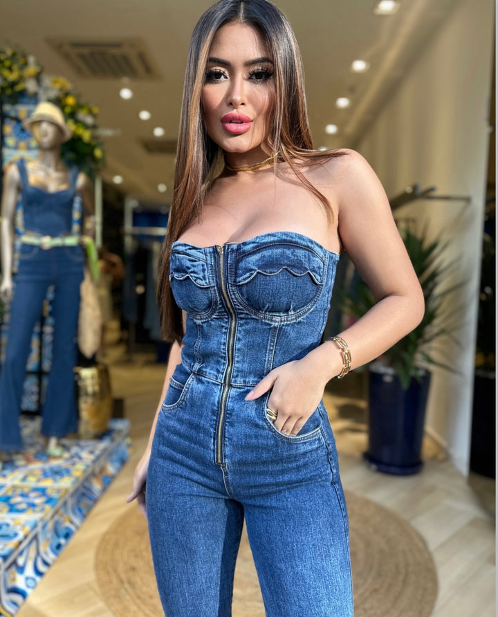 Strapless Denim Jumpsuit