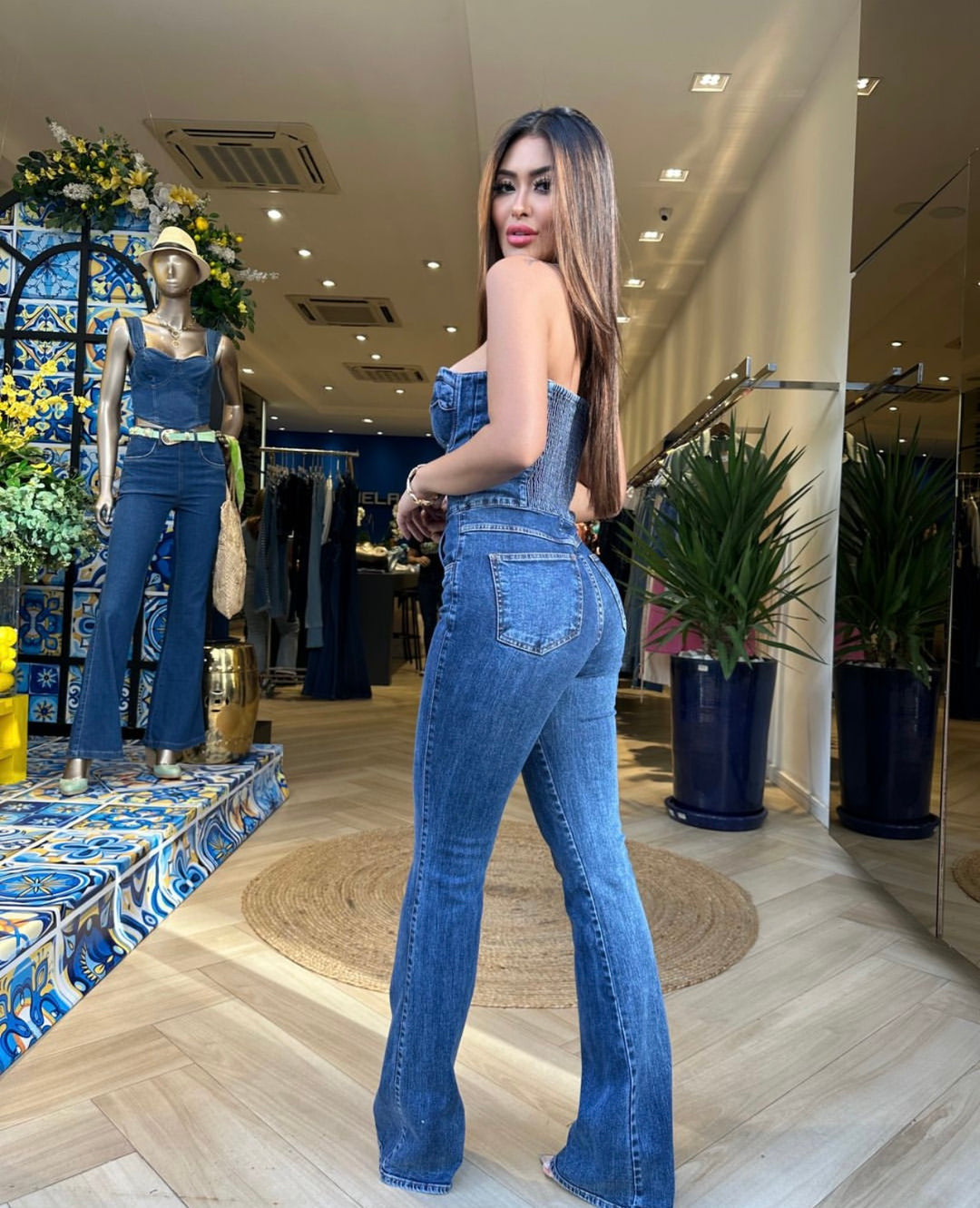 Strapless Denim Jumpsuit