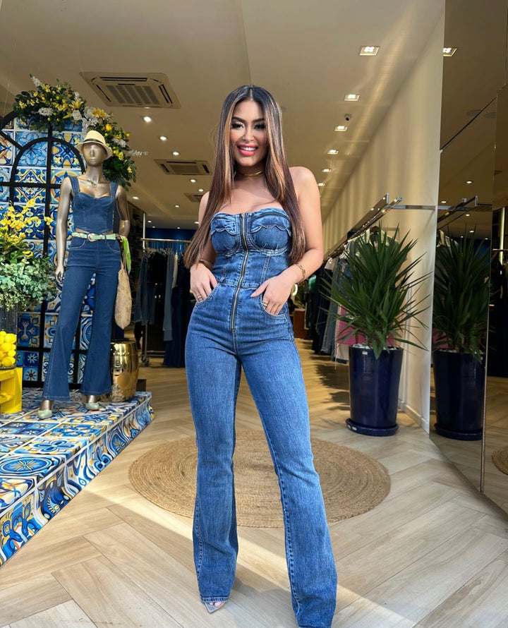 Strapless Denim Jumpsuit