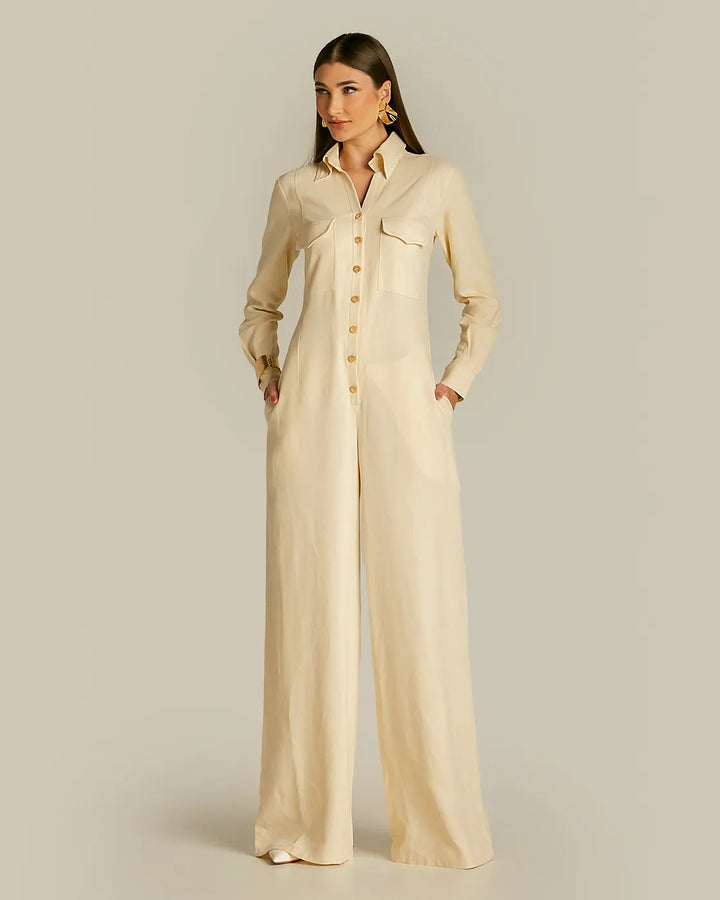 Anne Fernandes Long Jumpsuit with Collar