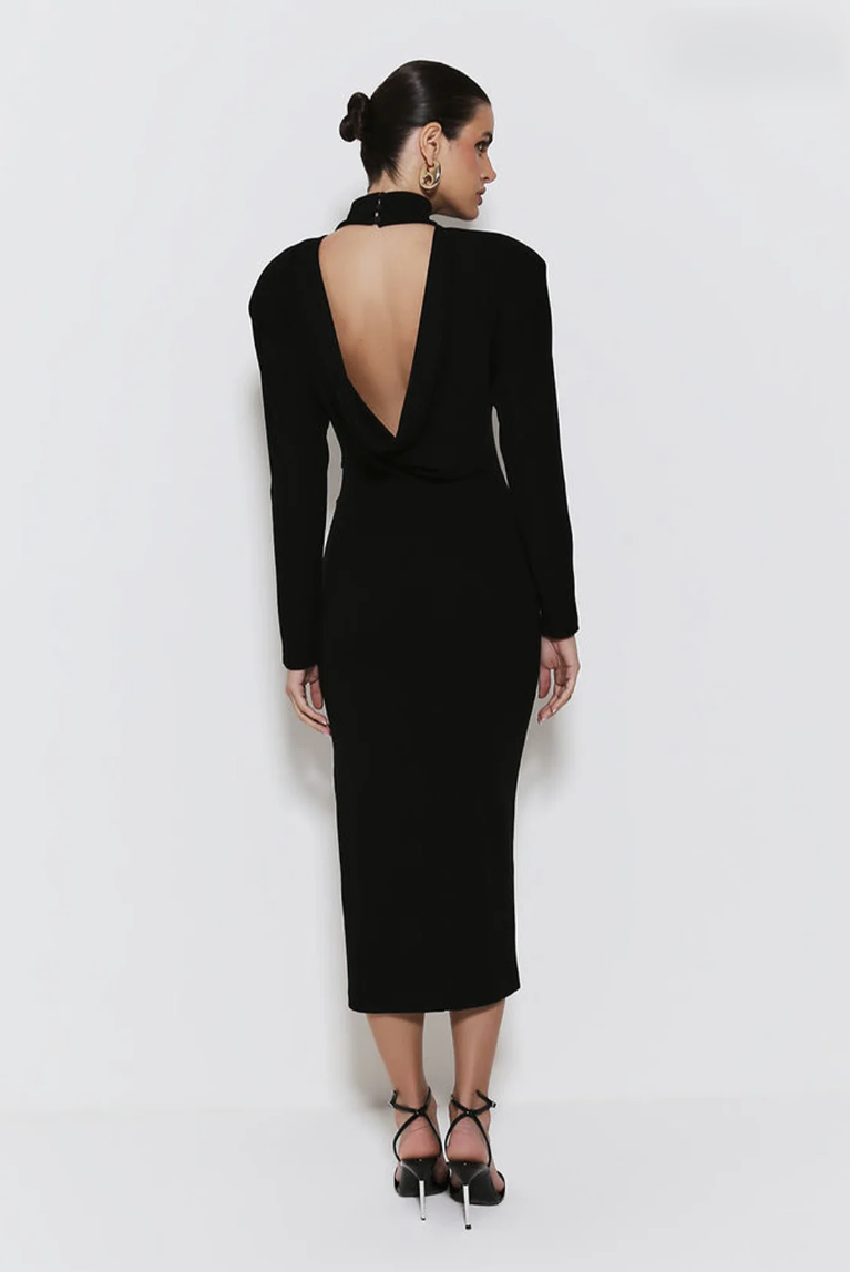 High Neck Midi Dress