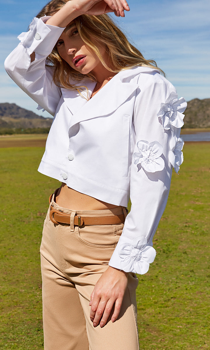 Anne Fernandes Flower Cropped Shirt