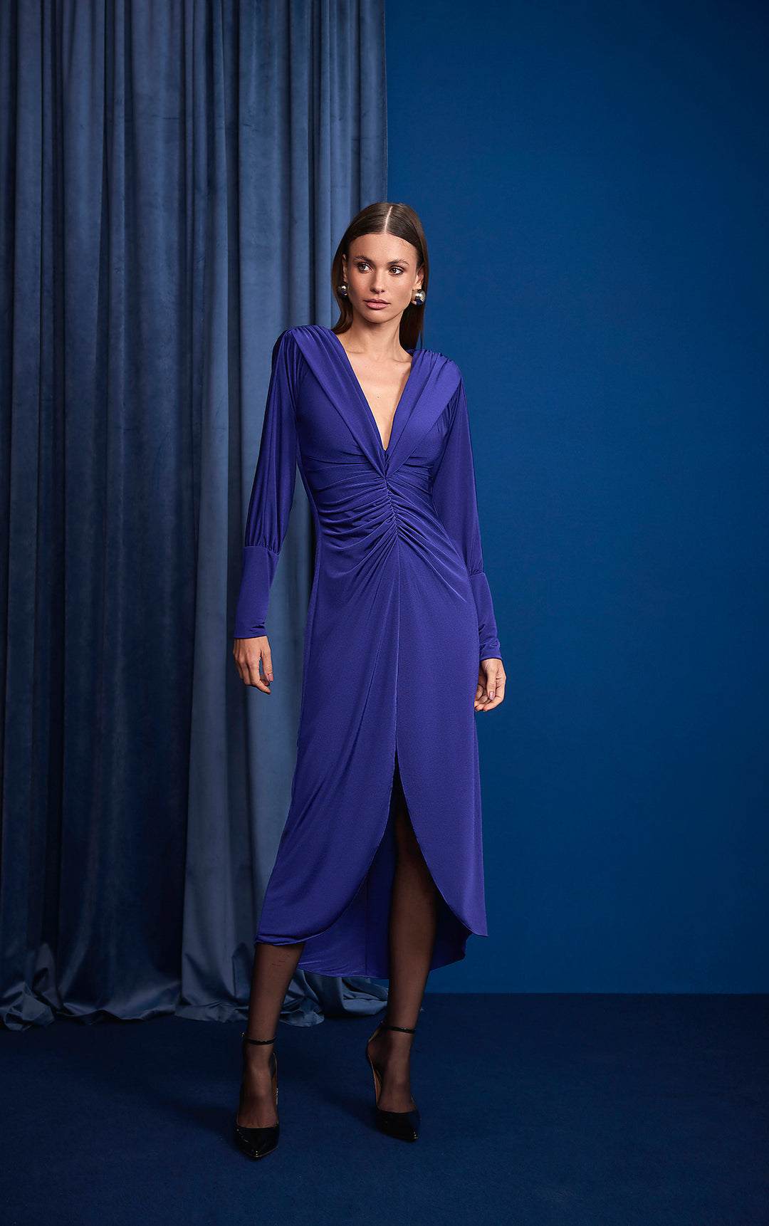 Anne Fernandes Draped Midi Dress