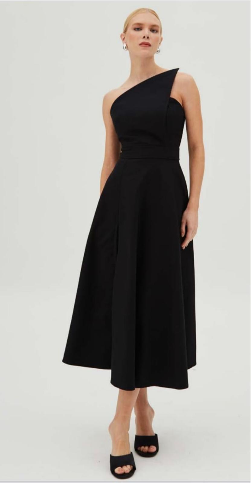 Structured Neckline Midi Dress