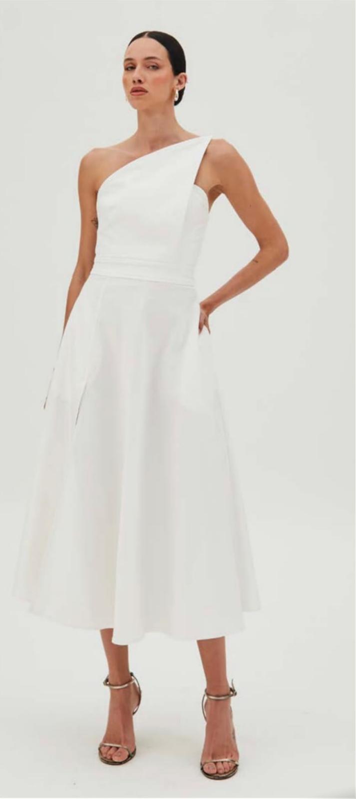 Structured Neckline Midi Dress