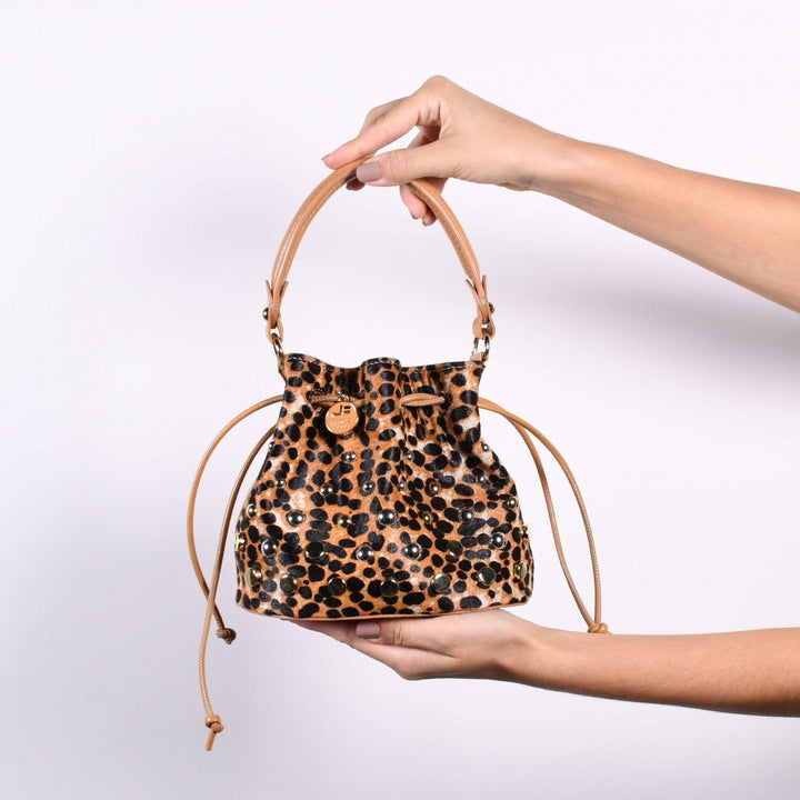 Bolsa Saco Couro Animal Print Jorge Bischoff