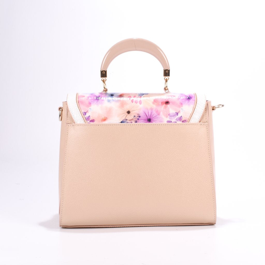 Bolsa Satchel Couro Floral Jorge Bischoff