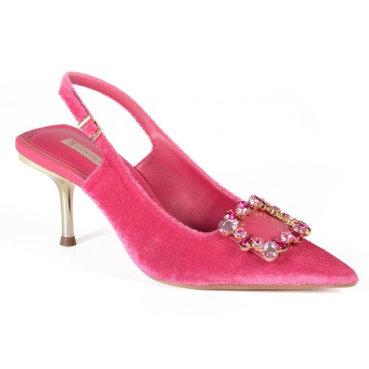 Slingback Magenta Pedrarias Veludo Jorge Bischoff