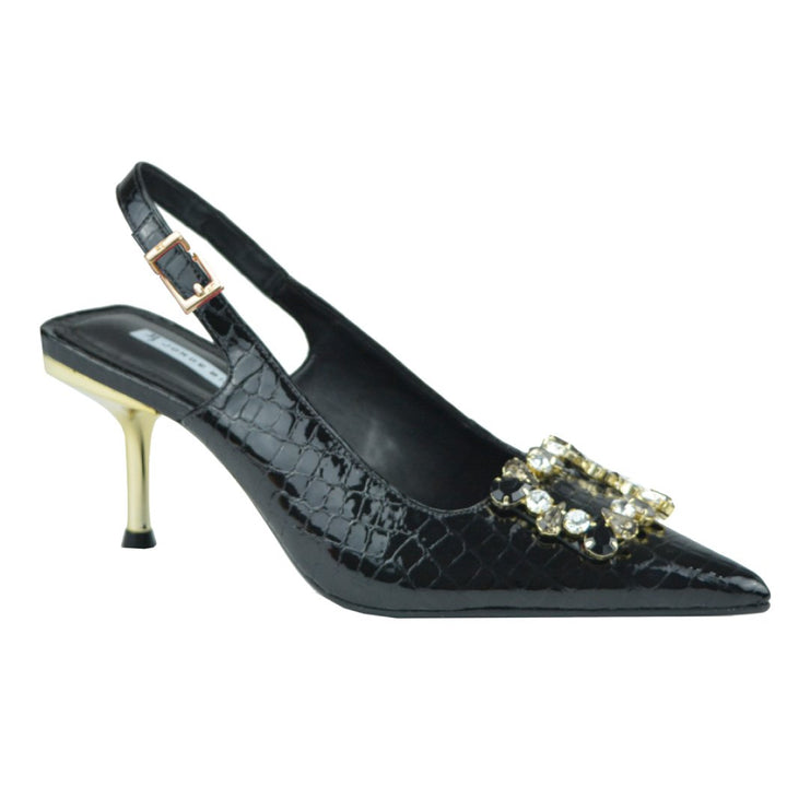 Slingback Pedrarias Couro Jorge Bischoff