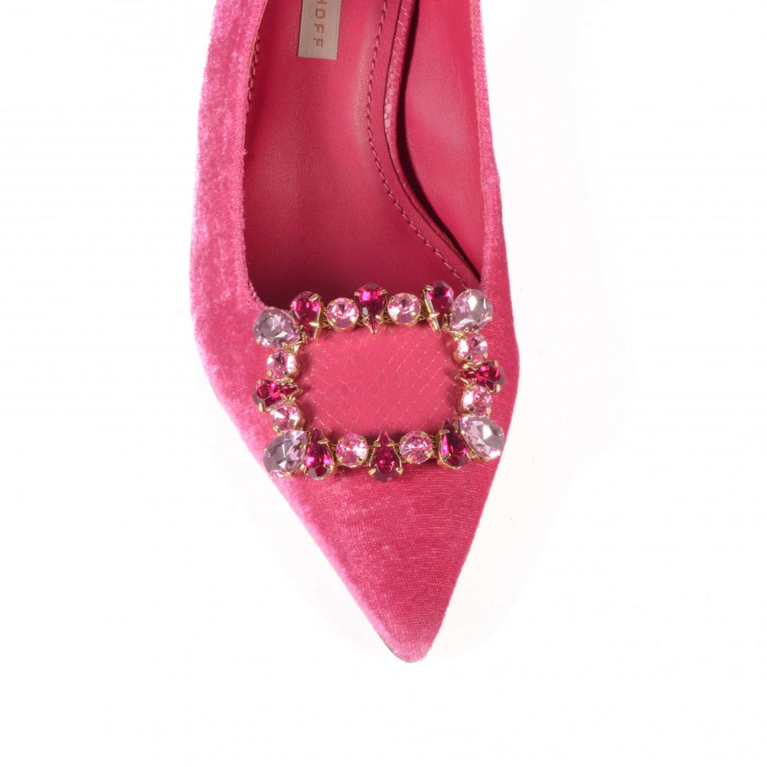 Slingback Magenta Pedrarias Veludo Jorge Bischoff