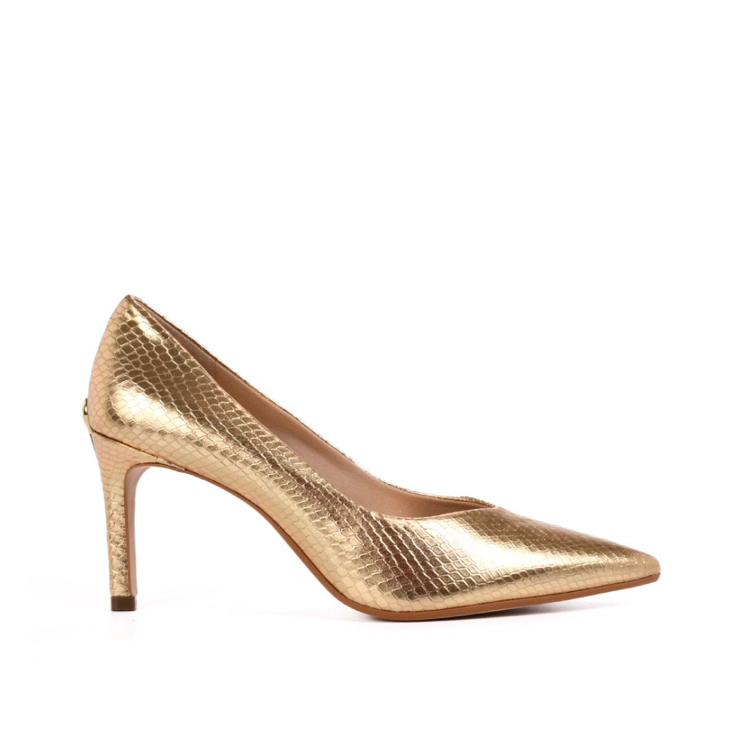 Jorge Bischoff Metallic Leather Medium Heel Pump