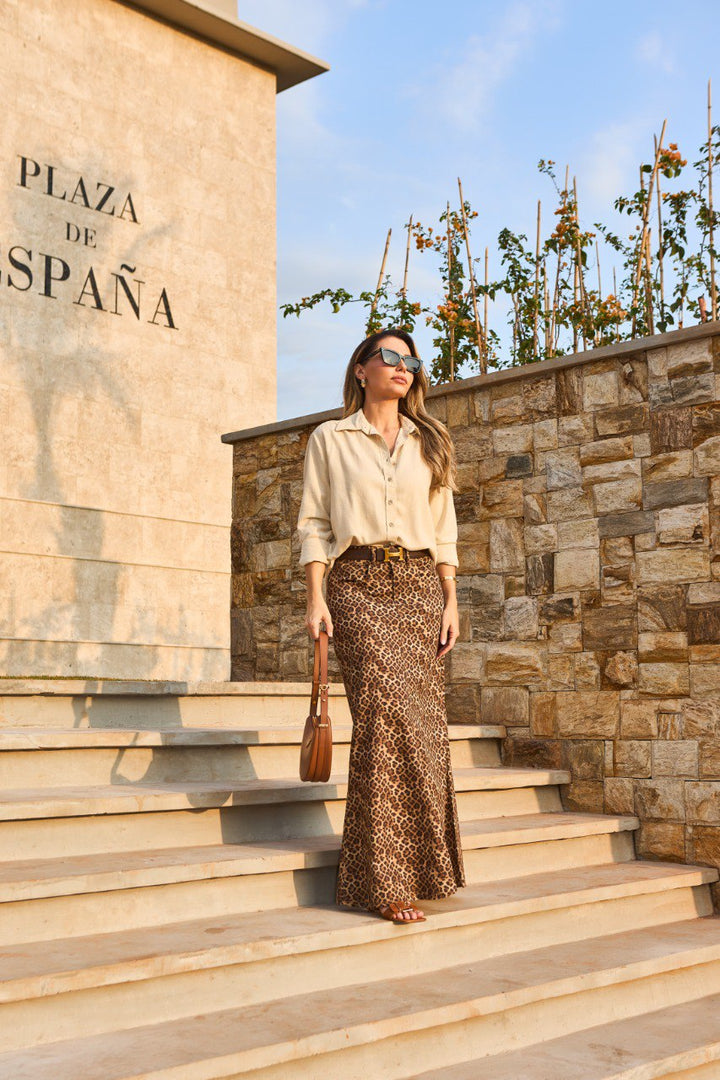 Animal Print Maxi Skirt