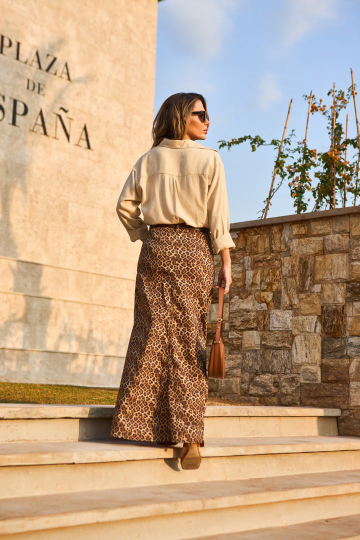 Animal Print Maxi Skirt