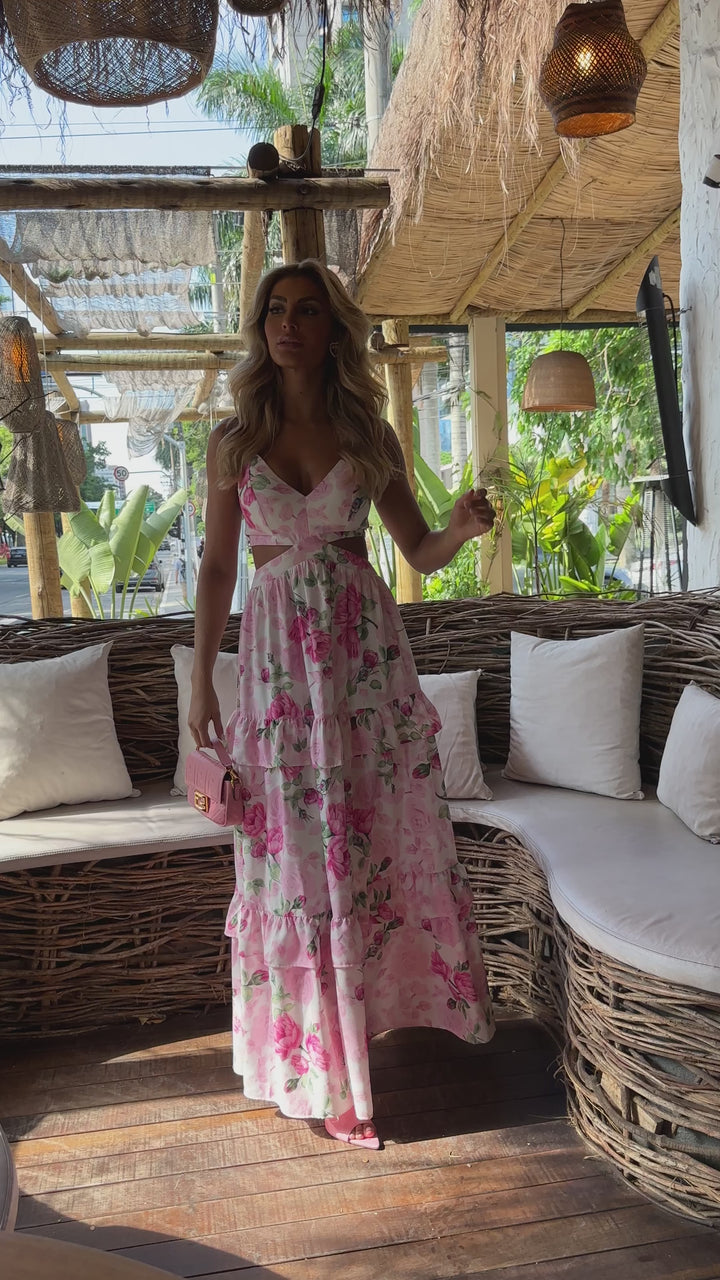 Pink Lemonade Floral Long Dress