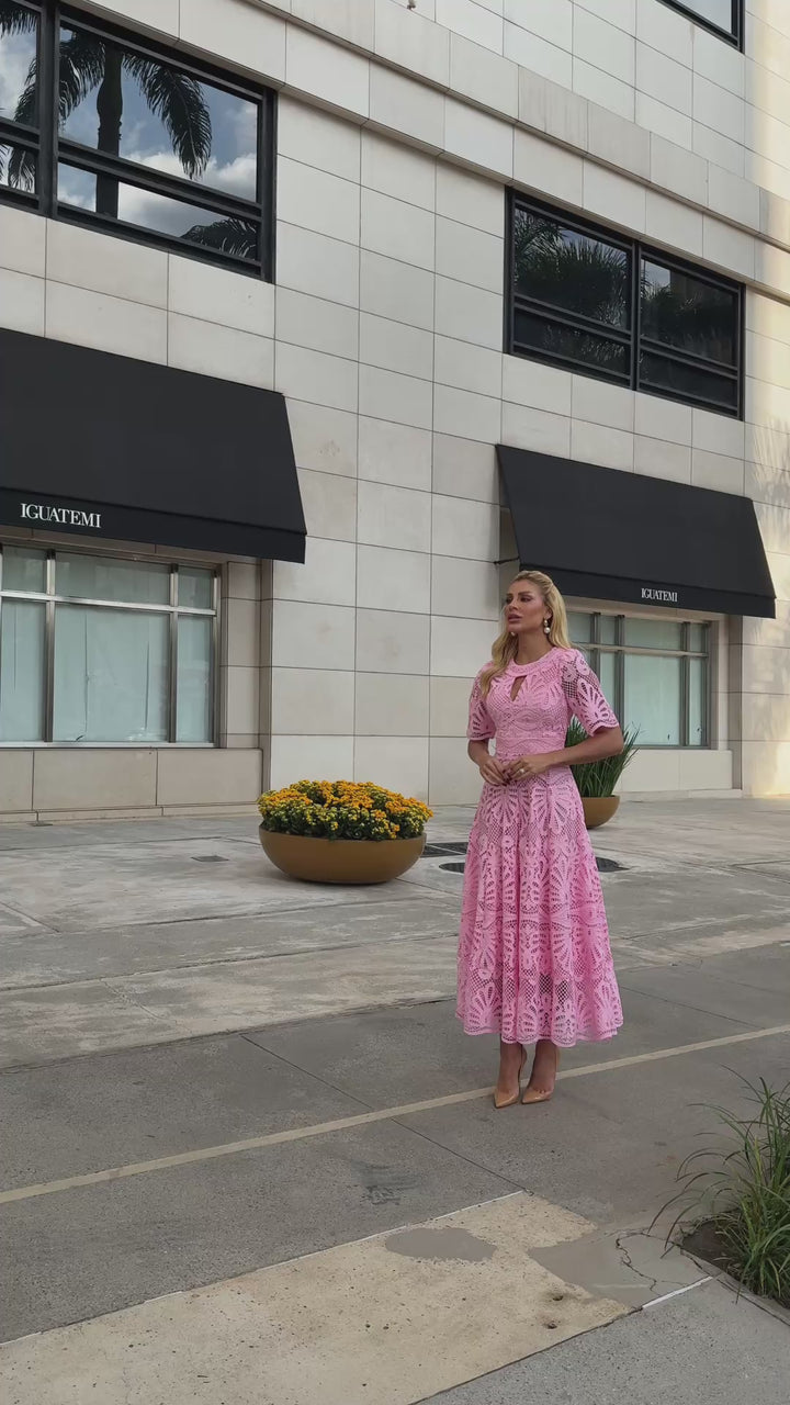 Vestido Midi Renda Guipir