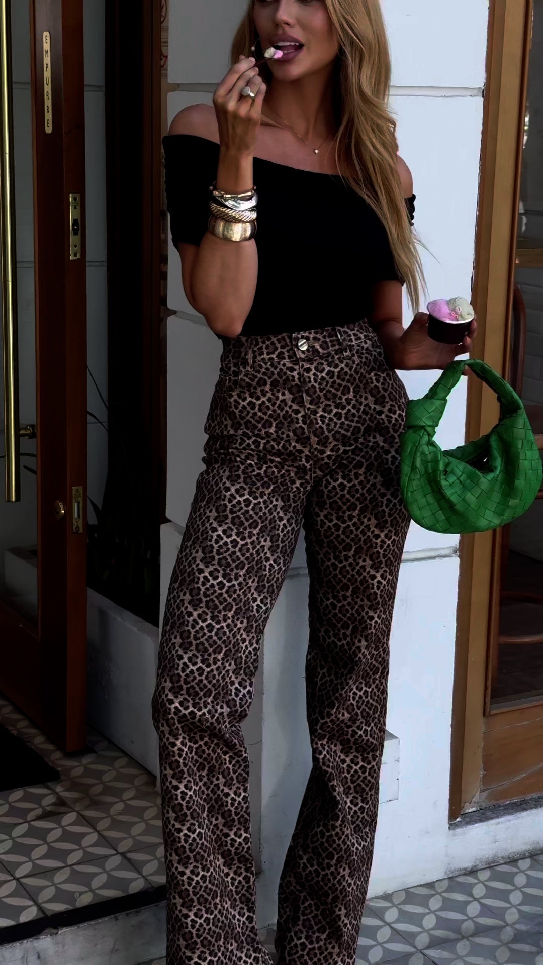 Wide Leg Animal Print Trousers