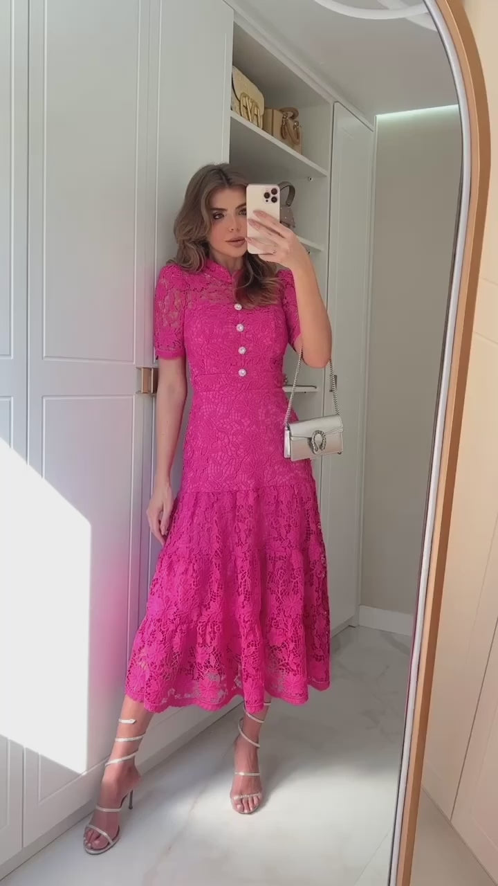 Vestido Midi Renda Guipir