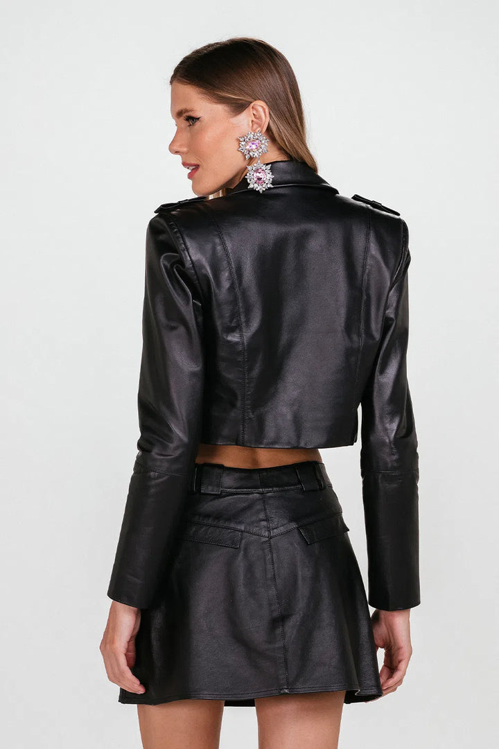 Charth Leather Cropped Blazer