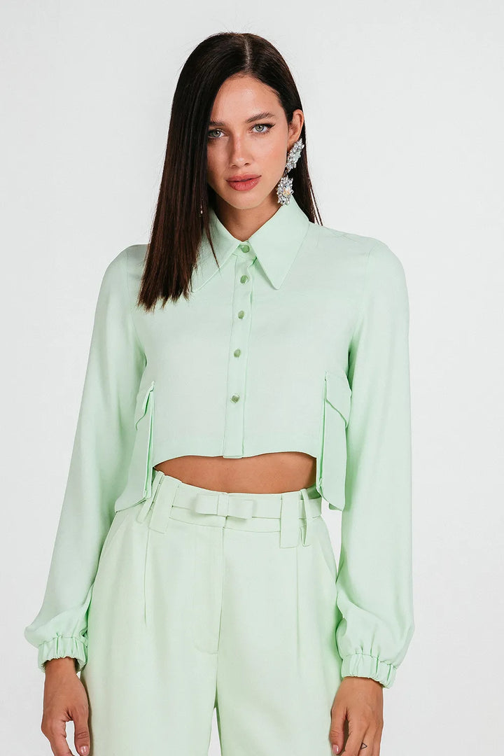 Camisa Cropped Manga Bufante Charth