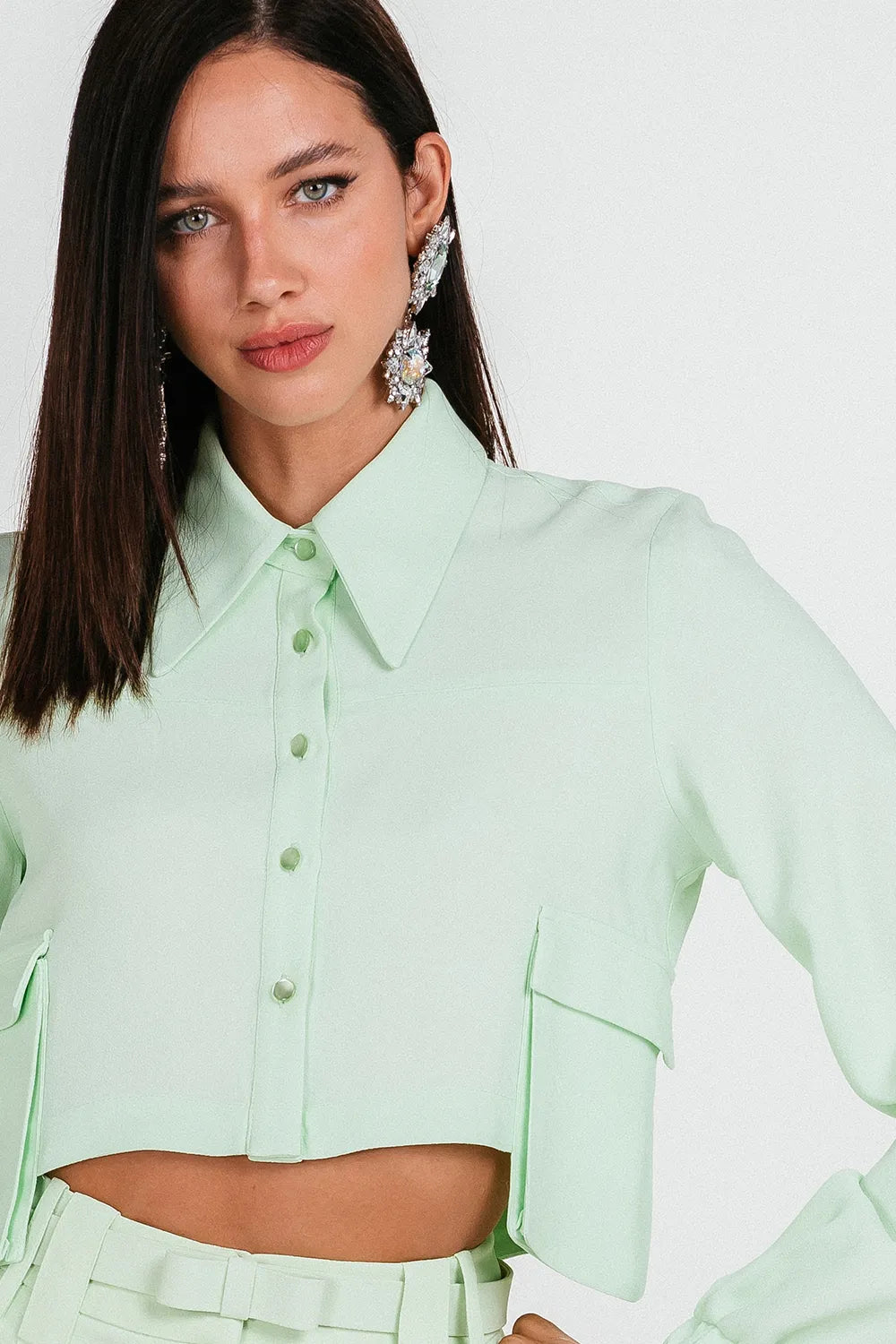 Camisa Cropped Manga Bufante Charth