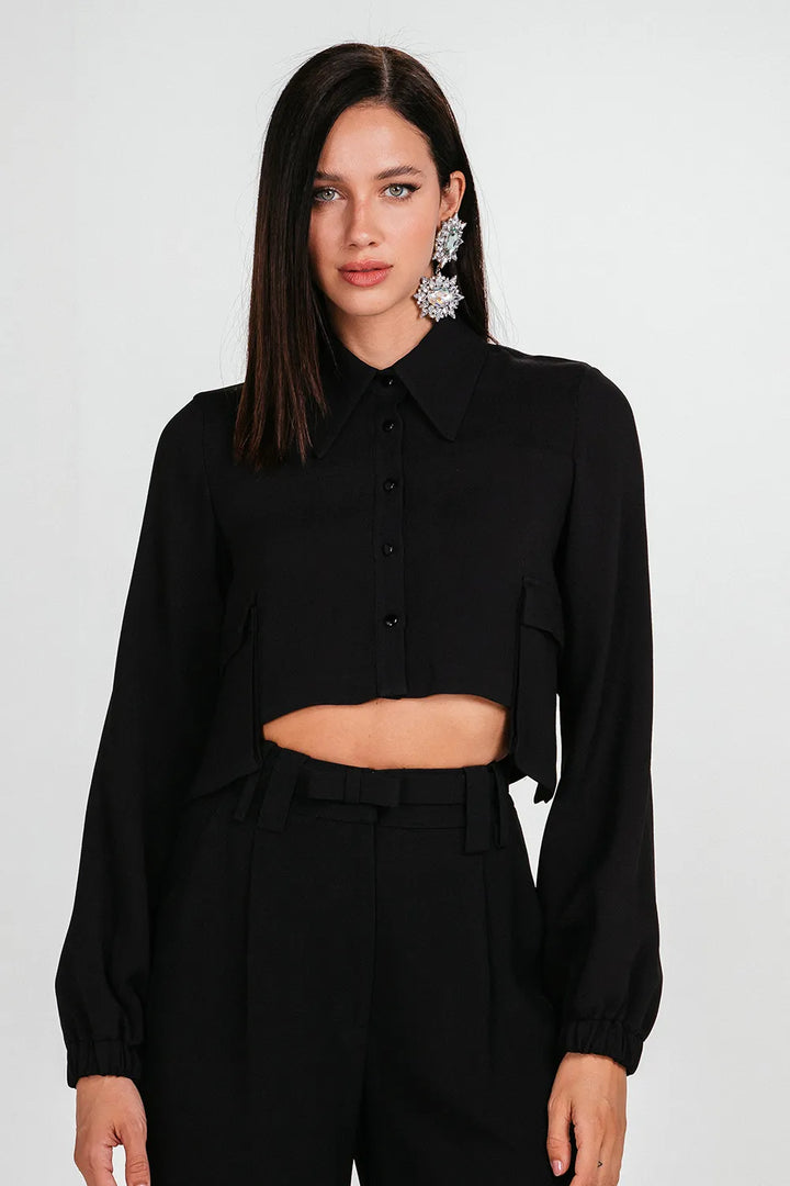 Camisa Cropped Manga Bufante Charth