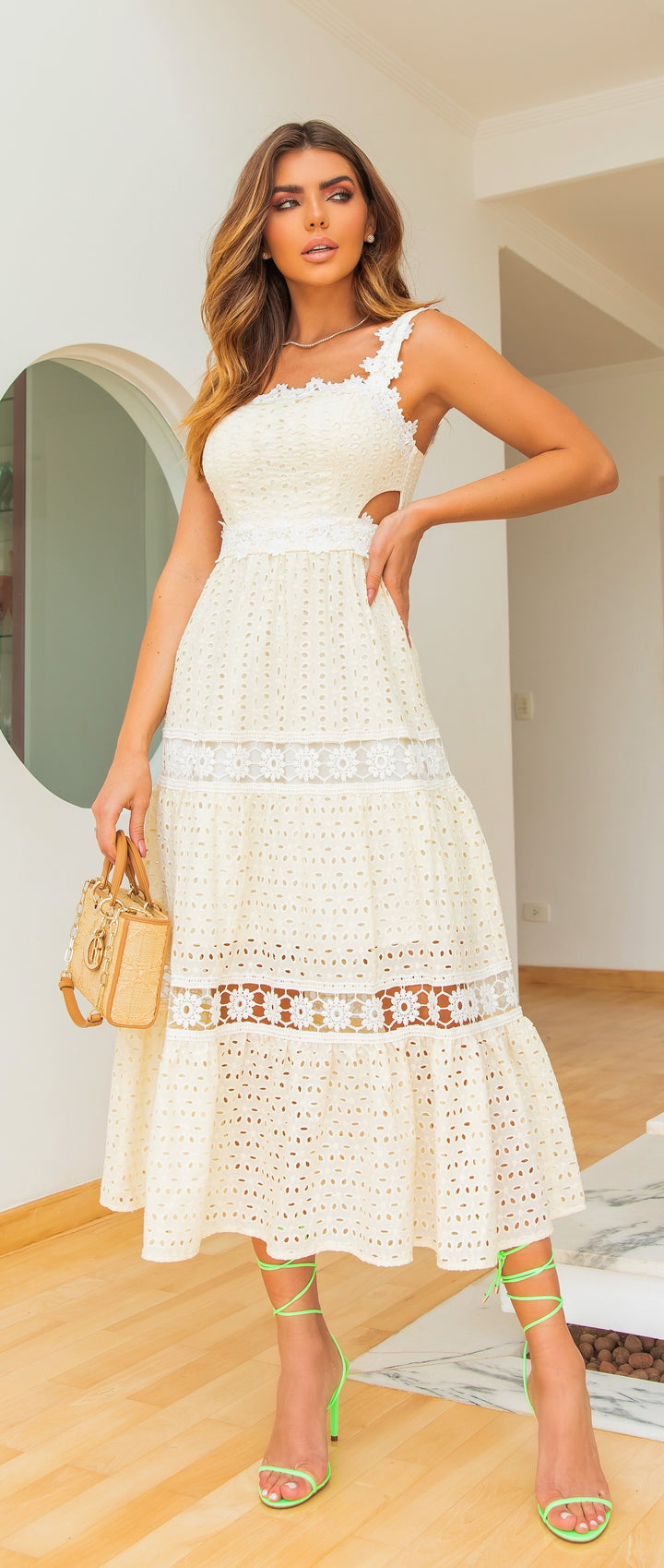 Guipure Lace Midi Dress