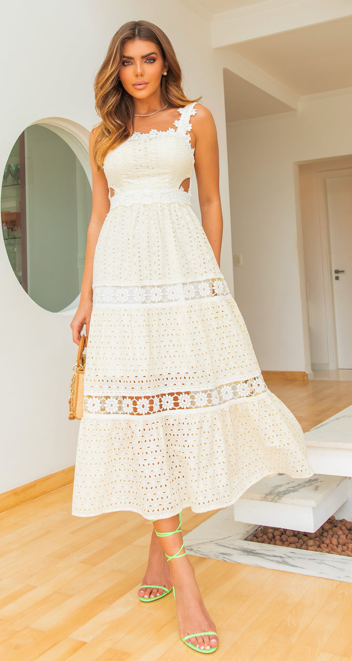 Guipure Lace Midi Dress