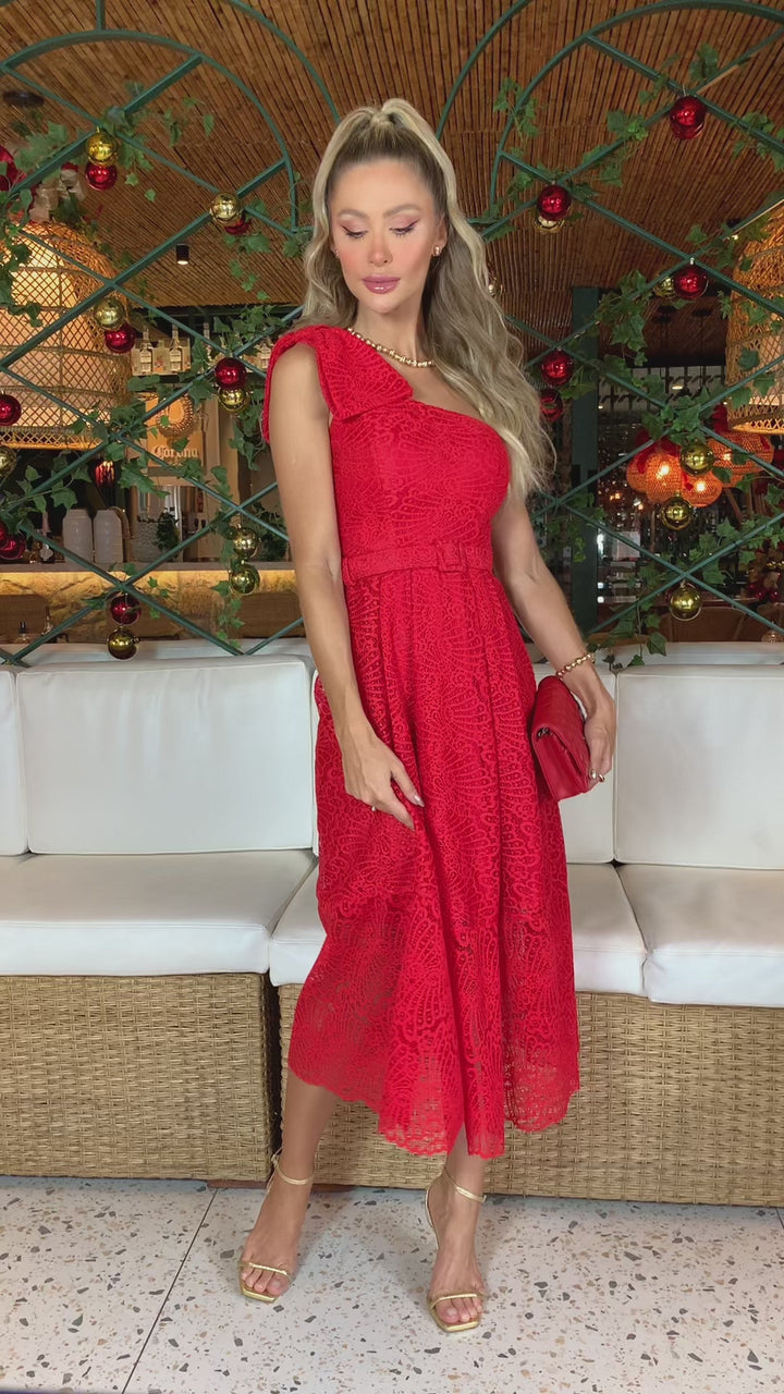 Vestido Midi Ombro Único