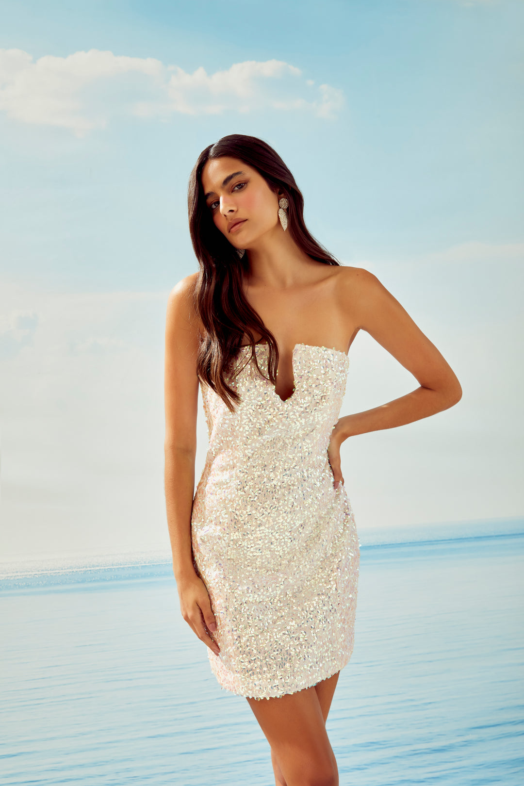 Furtacor Regina Salomão Strapless Sequin Dress